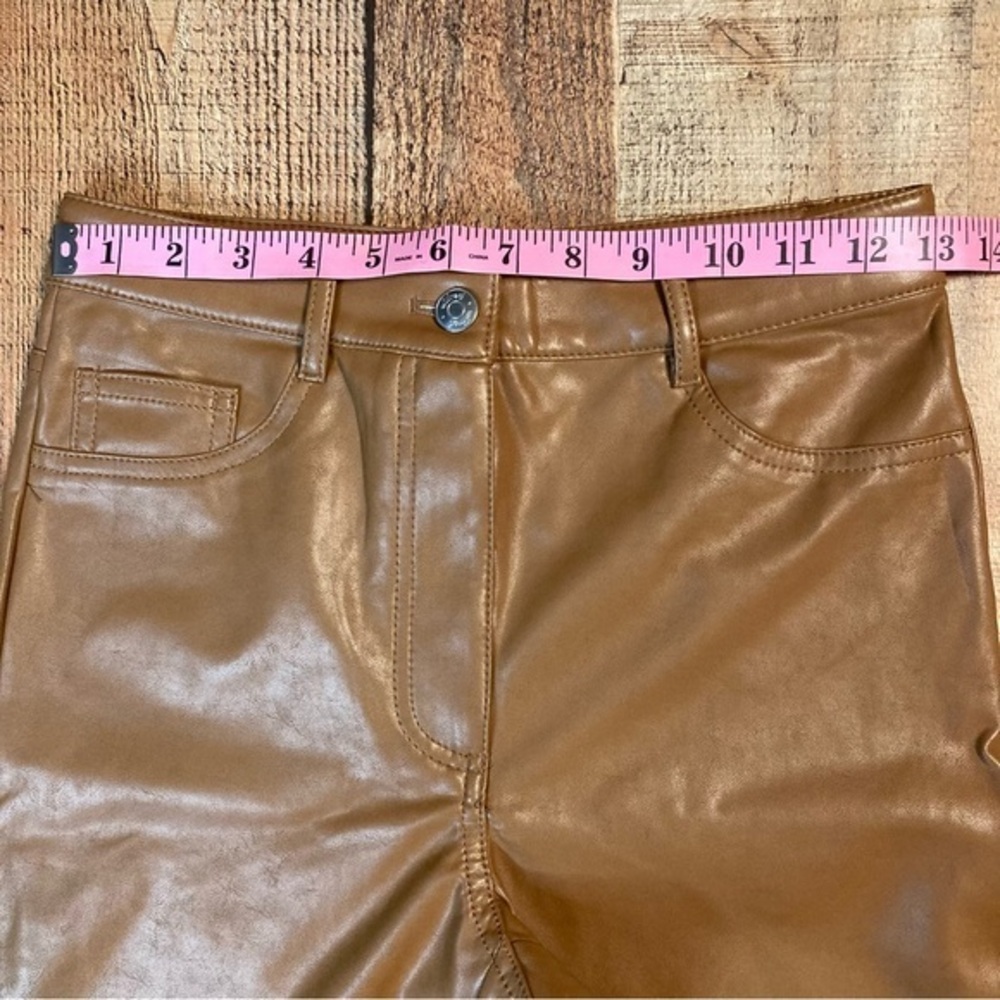 Wilfred Free Aritzia Vegan Leather Skinny Pants Cognac Brown High Waisted Size 2 - Picture 5 of 8